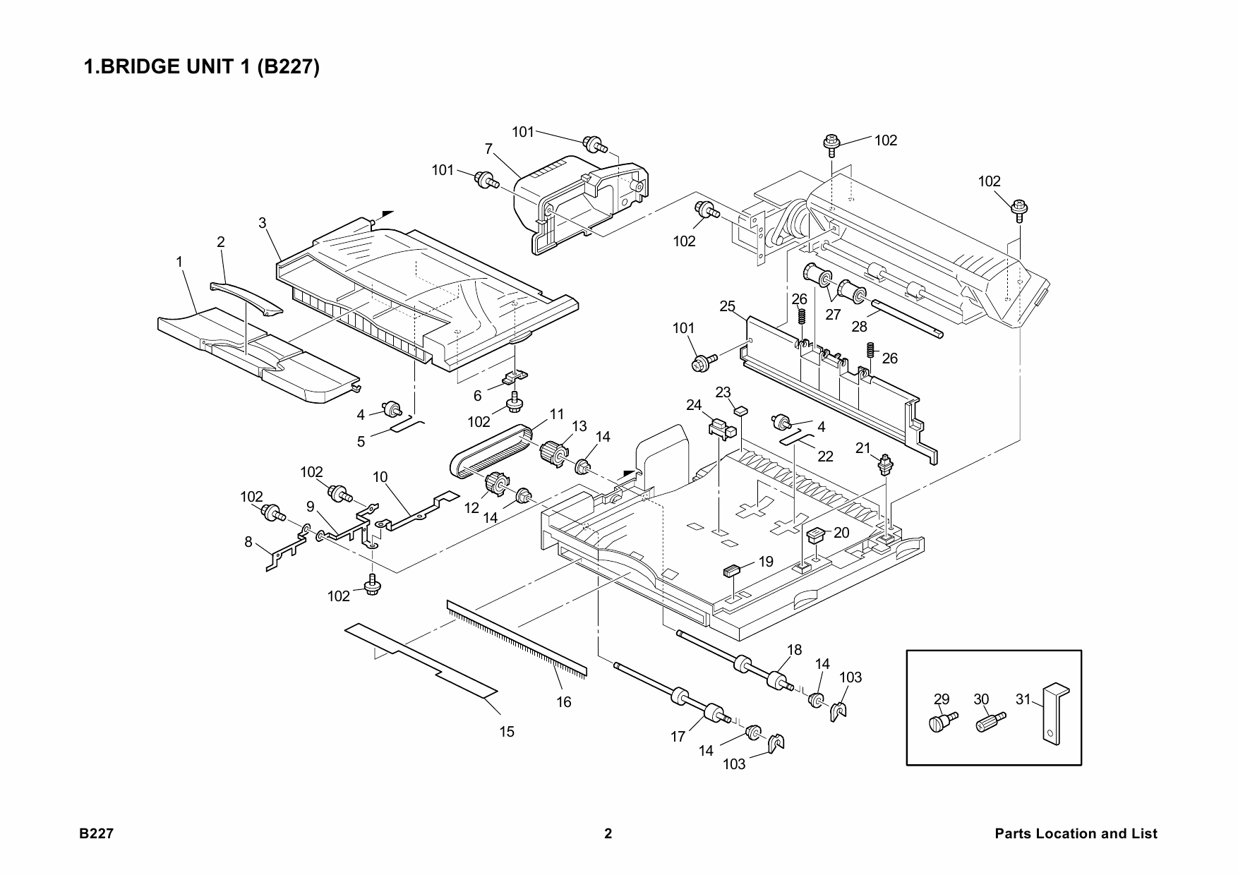 RICOH Options B227 BRIDGE-UNIT-BU3000 Parts Catalog PDF download-2